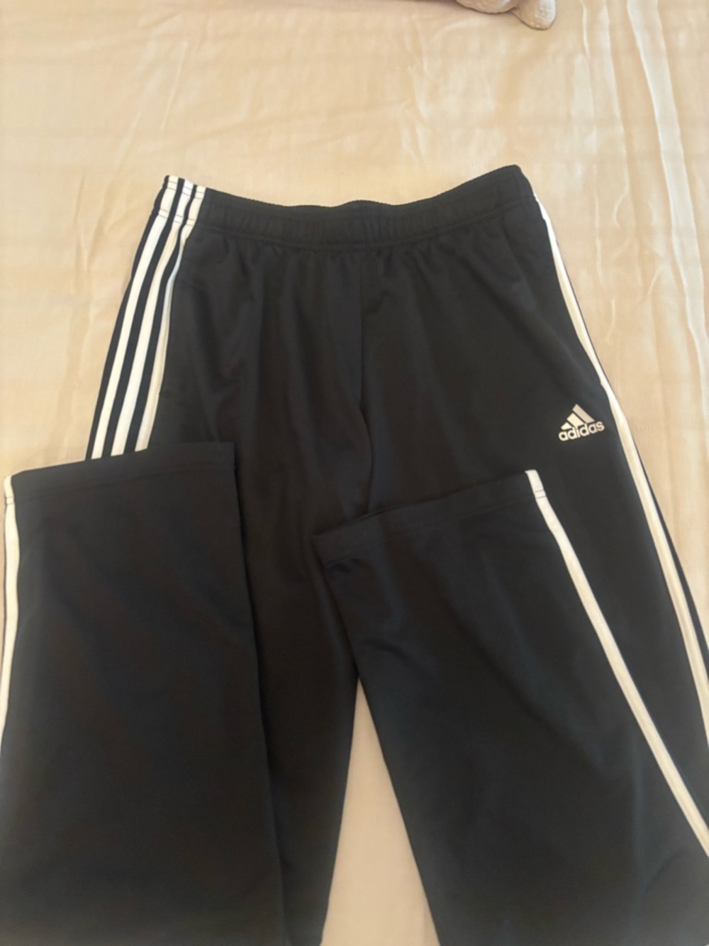 Adidas Original Black Track Pants with White Three-Stripes